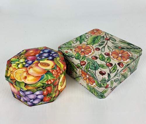 Colorful assorted fruit tins - fruit,