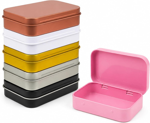 Hinged metal tins - 6, tins,