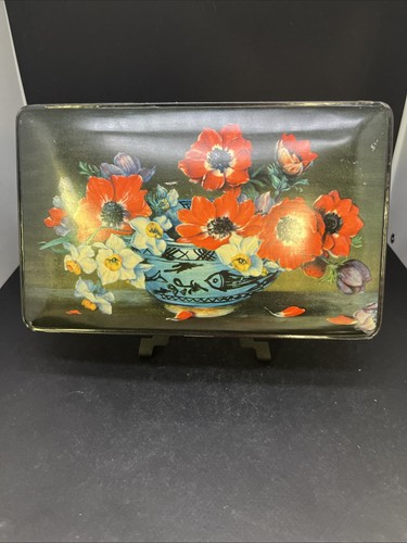Vintage litho tin floral - vintage,